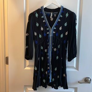 Free People 3/4 sleeve mini dress (black)